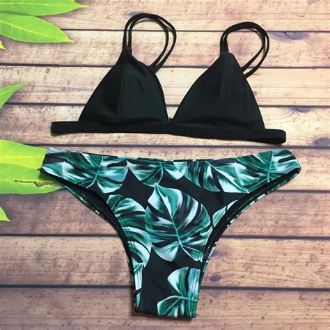 Conjunto De Bikini Con Relleno Triangular Para Mujer Monokini Sexy Ropa De Ba O Estampada