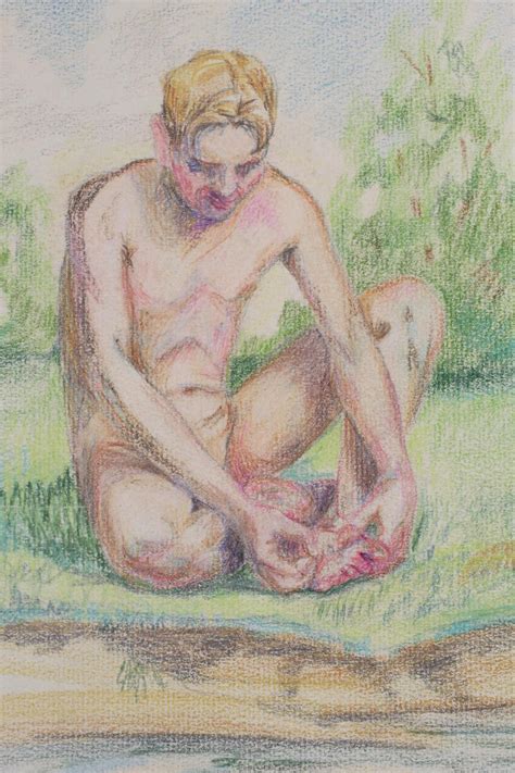Lot Mid Century Male Semi Nude Artist Sketch Drawings