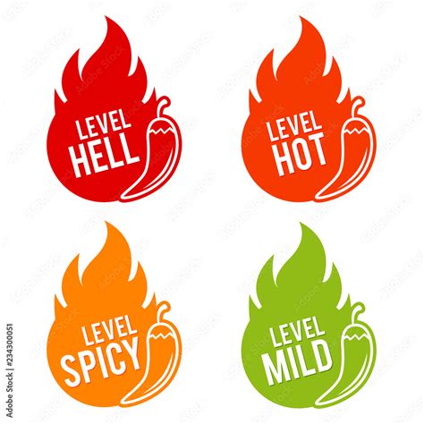 Chili Peppers Scale Mild Spicy Hot And Hell Icons Eps10 Vector Stock Vector Adobe Stock
