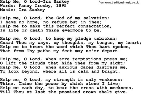 Help Me O Lord Ira Sankeytxt By Ira Sankey Christian Hymn Lyrics