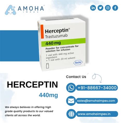 Herceptin Trastuzumab 440mg injection at ₹ 78000/vial | Trastuzumab ...