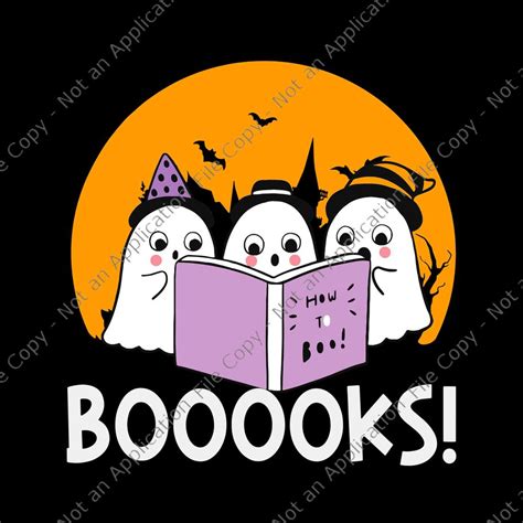 Halloween Booooks Svg Cute Ghost Reading Library Books Svg Ghost Book