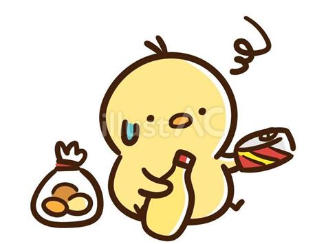賞味期限切れの食品を前に困るひよこイラスト No 23222647｜無料イラスト・フリー素材なら「イラストac」