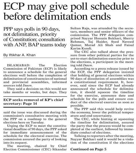 Dawn Epaper Aug Ecp May Give Poll Schedule Before