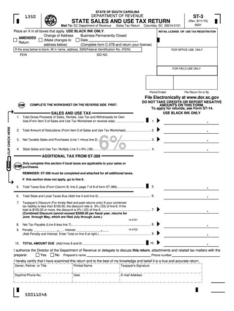 2015 Form Sc Dor St 3 Fill Online Printable Fillable Blank Pdffiller