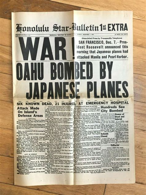 HONOLULU STAR BULLETIN 1ST EXTRA - SUNDAY 7 DECEMBER 1941: Good Soft