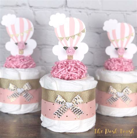 Hot Air Balloon Diaper Cake Set Mini Baby Shower Centerpiece Etsy