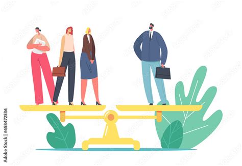 Vector Gender Inequality Sex Discrimination Fairness Concept One Businessman And Three