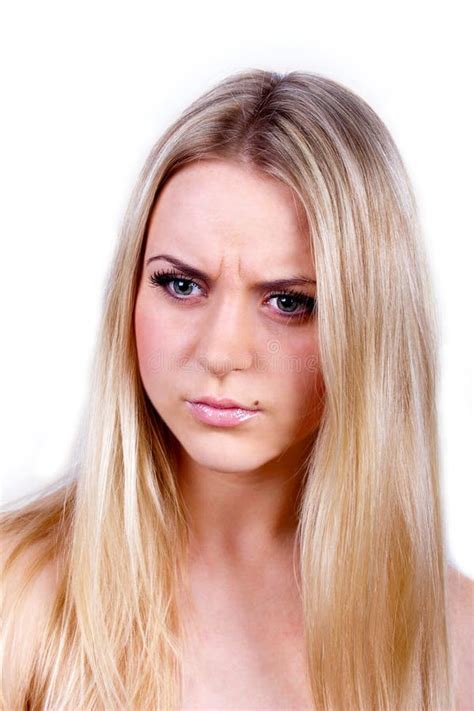 Traurige junge blonde Frau stockfoto Bild von düster 18930758