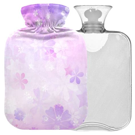 Naanle Purple Cherry Blossom Hot Water Bottle L Transparent Heat Bottle For Menstrual Cramps
