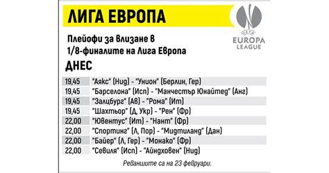 Мачове от плейофите в Лига Европа днес