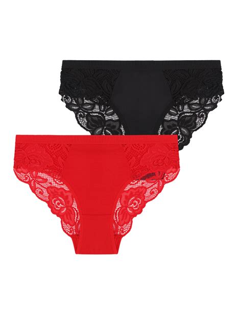 Majtki figi bikini damskie z koronkowym wykończeniem 6 pak WIELOKOLOROWY sklep Moraj