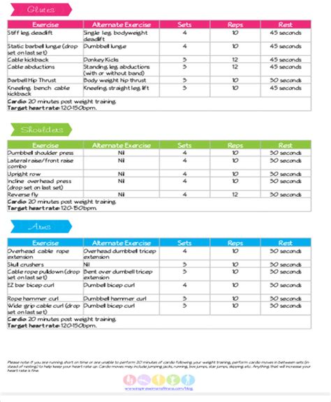 Free 8 Sample Printable Workout Sheet Templates In Ms Word Pdf