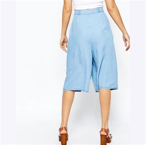 Asos Denim Soft Culottes Light Blue Gaucho Pants Buyma