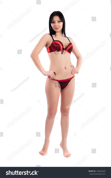 Sexy Brunette Red Lingerie On White Stock Photo Shutterstock