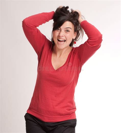 Angry Brunette Pulling Her Hair Stock Image Image Of Hysteric Woman