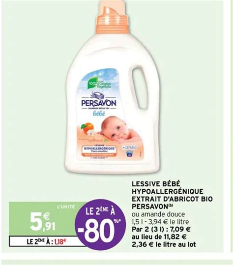 Promo Lessive bébé Hypoallergénique Extrait d Abricot Bio Persavon chez