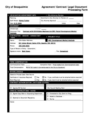 Fillable Online Routing Sheet City Of Snoqualmie Fax Email Print