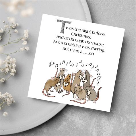 Cute Funny Night Before Christmas Card With Mice Design Etsy Uk