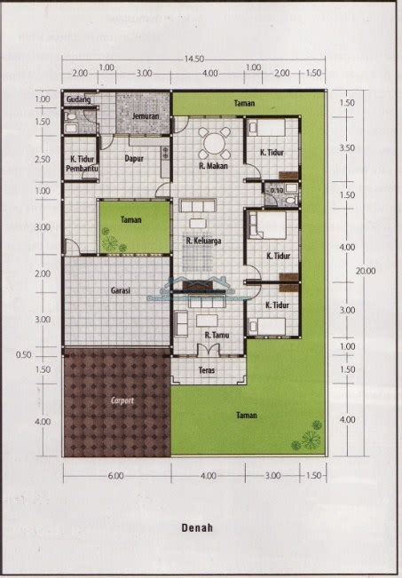 Desain Rumah 10 X 15 1 Lantai Dengan 4 Kamar Tidur Desain Id