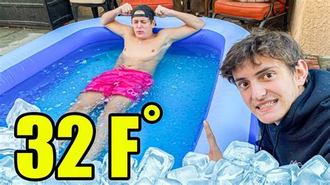 Last To Leave Ice Bath Wins Freezing Youtube