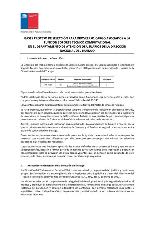 Pdf Bases Proceso De Selecci N Para Proveer Tc Rm Unidad De