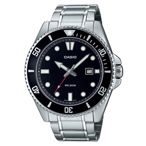 Casio Standard Analog Stainless Steel Black Dial Quartz MDV-107D-1A1 ...