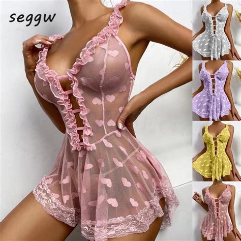 Home Sexy Vestidos De Lingerie Femininos Oca Transparente Er Tica Cora O Impress O Shopee Brasil