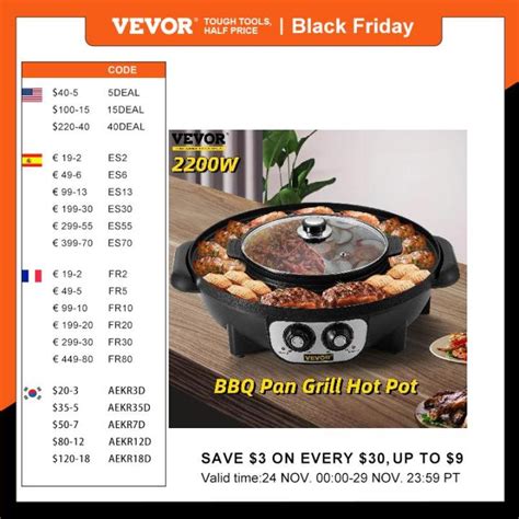 Vevor In Electric Hot Pot Q Grill W Multiftion Portable Home Non Stick Split Pot