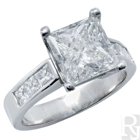 3 Carat Princess Cut Diamond H/I1 Platinum Engagement Ring - Regent