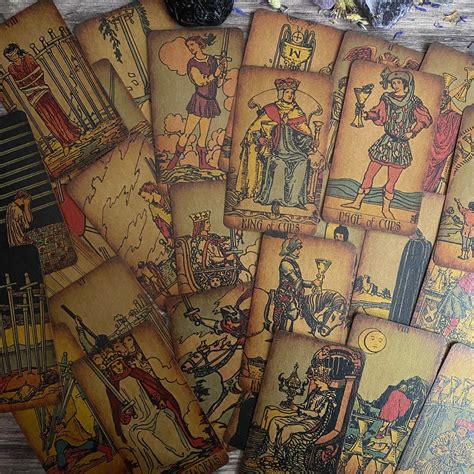 Tarot Deck Borderless Rider Waite Vintage T Set Tarot Etsy