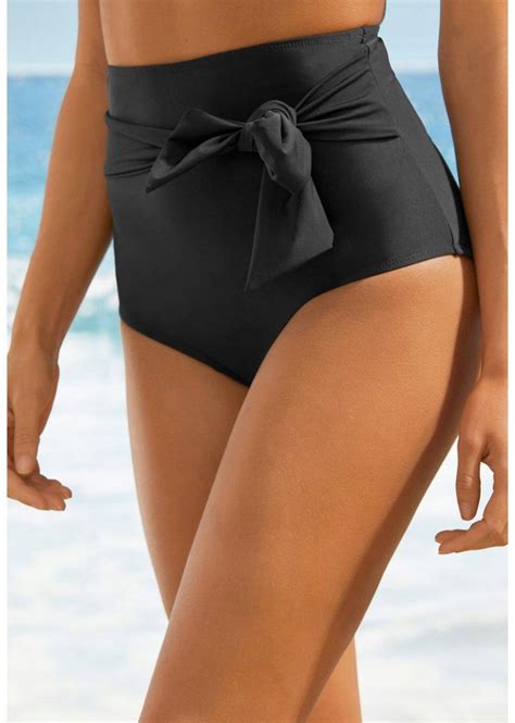 F D BONPRIX MAJTKI Z PASKIEM OD BIKINI CZARNE WYSOKI STAN Oficjalne