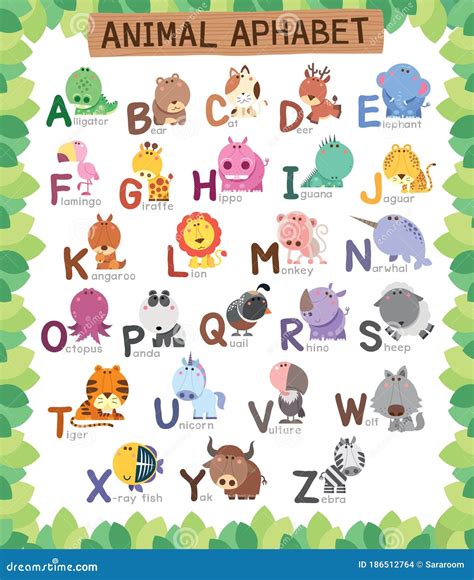 Animal Com As Letras Do Alfabeto - Alfabeto animal ilustração do vetor. Ilustração de abutre - 186512764