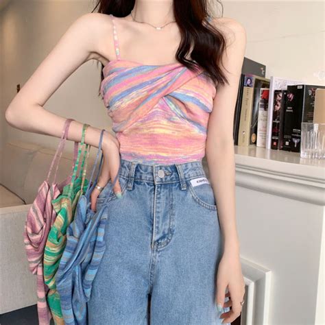 Striped Small Sling Outer Vest Women S Clothing Summer New Hot Girl Sexy Bottoming