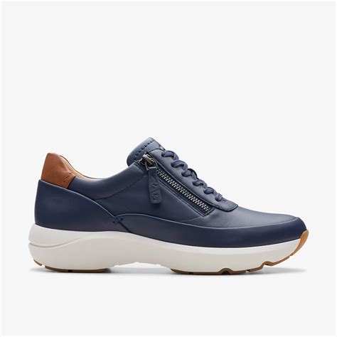 Womens Tivoli Zip Navy Leather Sneakers Clarks Us
