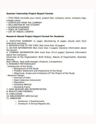 13 Internship Project Report Templates In Doc Pdf