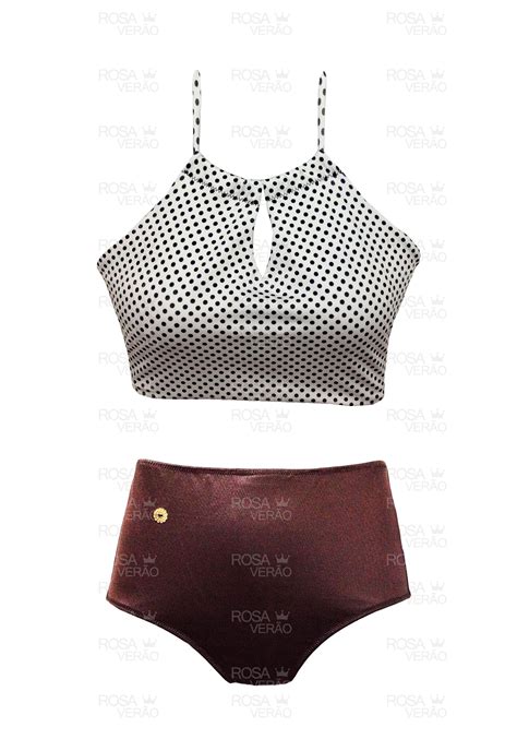 Biquíni Cintura Alta Hot Pants Poá Shine Rosa Verão