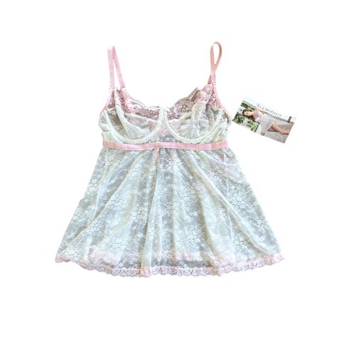 White And Pink Babydoll Lingerie Top New With Depop