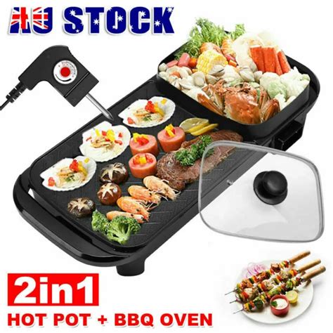 IN ELECTRIC HOTPOT BBQ Grill Oven Smokeless Barbecue Pan Hot Pot Cooking Party