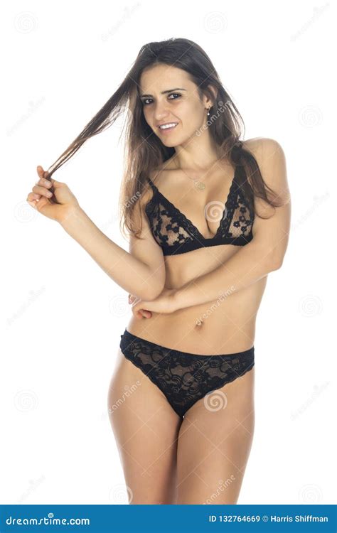 Brunette In Black Lingerie Stock Image Image Of Lovely