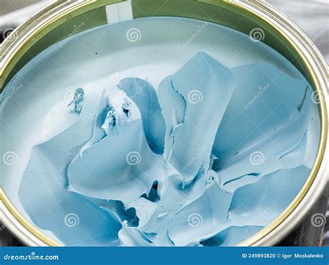 Putty For Car Repair Blue Polyester Putty In A Jar Stock Photo Image