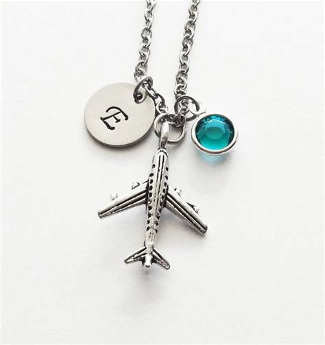 Airplane Necklace, Jet Plane, Pilot Gift, Aviation Jewelry, Silver ...
