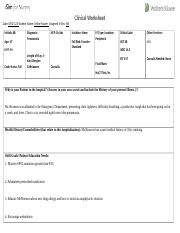 Clinical Worksheet For Patient With Pneumonia Course Hero