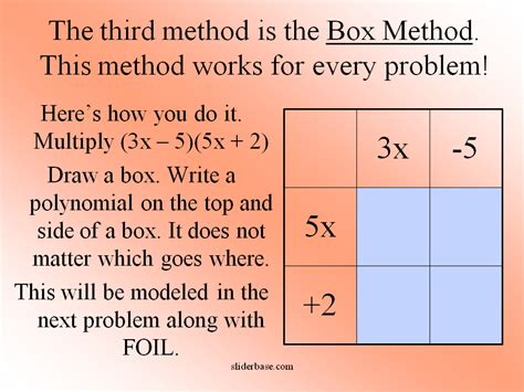 Multiply Two Polynomials Using The Foil Method Box Method And The