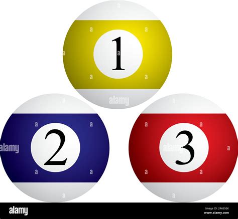Three Billiard Balls Red Blue Yellow Color Vector Illustration Stock