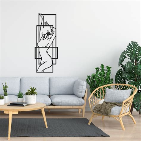 Nude Woman Metal Wall Decor Minimalist Line Art Metal Sign Etsy