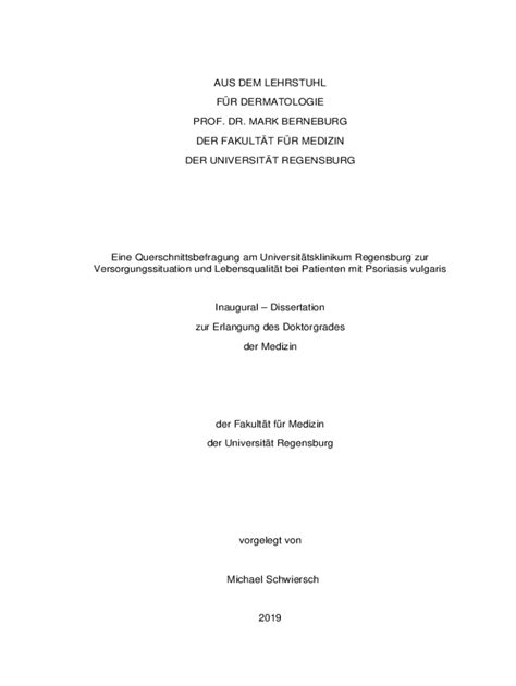 Ausfüllbar Online epub uni regensburg AUS DEM LEHRSTUHL FR DERMATOLOGIE