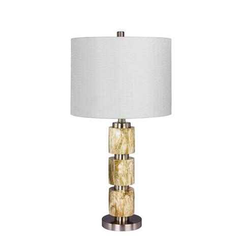 Fangio Lighting In Stacked Resin And Metal Table Lamp In A Brushed