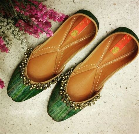 Pure Silk Green Valley Juttis From The House Of Vian Luxury Footwear