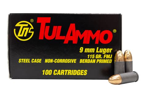 Tula Ammo 9mm Luger 115 Gr FMJ Steel Case 100 Box Vance Outdoors